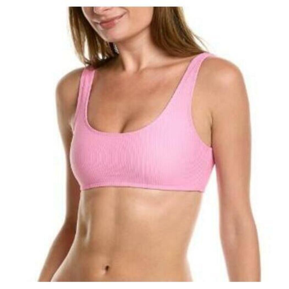 Frankies Women's Pink Bikinis Connor Ribbed Bikini Top XS NWT